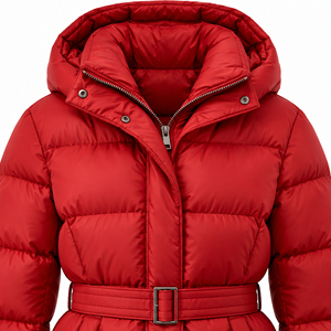 Women'<b>s</b> Red Long Puffer <b>Coat</b> <b>Winter</b> <b>Warm</b> Hooded Belted Quilted Parka Windproof <b>Winter</b> <b>Coat</b> Casual Thick Polyester Slim Fit <b>Coat</b> - Product Image 5