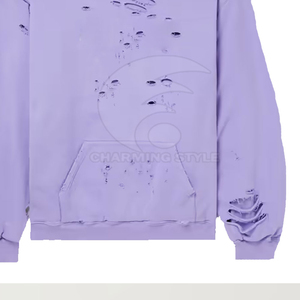 Logo brodé personnalisé effet vieilli, patchwork court, streetwear, polaire lavée, 100% coton, hiver, homme, ODM, imperméable, 300g - Product Image 4