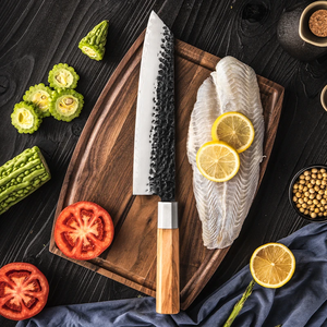 Cuchillo de Chef Japonés Artesanal de Acero al Carbono Forjado con Mango de Madera, Proveedor de Fábrica OEM - Product Image 3