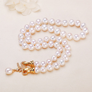 Collar de Perlas de Agua Dulce Casi Redondas de 8 mm de Zhuji Jewelry, Estilo Mariposa, Cadena para Clavícula, el Mejor Regalo - Product Image 1