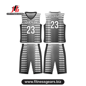 Ensemble de maillots de basket personnalisés écologiques sans coutures, imprimés par transfert thermique, anti-transpiration, unisexe, pour adultes, débardeur à col en V et short - Product Image 1