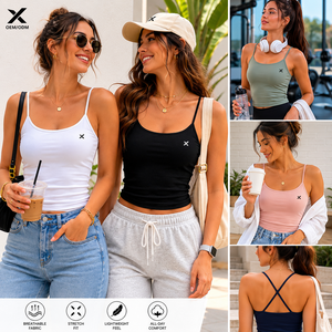 เสื้อกล้ามสายเดี่ยวผู้หญิง X แบบคอปก ปรับแต่งสีได้ ความยาวปกติ ผ้าฝ้ายถัก 100% ระบายอากาศได้ดี ด้านหน้า - Product Image 1