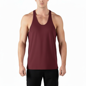 Solid Color Cotton <b>Singlet</b> Racer Back Comfortable Workout <b>Running</b> Tank Top Outdoor Sports Training Fitness Wear Clothes for Men - Product Image 1