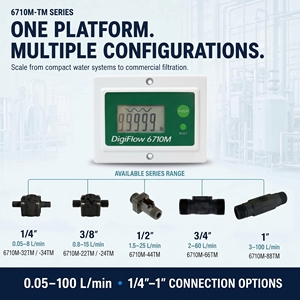 Compteur totalisateur de débit d'eau numérique SAVANT DigiFlow 6710M-44TM 1/2"BSP à montage sur panneau, précision de 10 %, débit élevé de 1,5 à 25 L/min - Product Image 3
