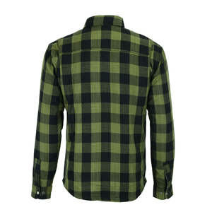 Camisa de motociclista profesional verde y negra de franela para hombre con protector de columna y cremallera YKK - Product Image 2