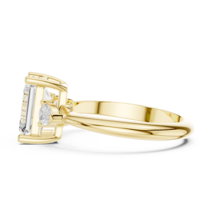 Anillo de Compromiso y Boda de Lujo para Mujer, Oro Sólido de 14k, Certificado IGI, HPHT CVD, Esmeralda de 3ct y Diamante Cultivado en Laboratorio con Corte Pera de 2ct - Product Image 4
