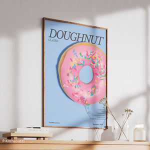 Decoración festiva para pared, póster con ilustración de postres de donuts, lindo cuadro artístico para pared de cocina - Product Image 3