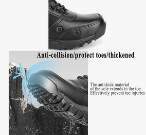 Bottes tactiques noires de haute qualité pour hommes, avec fermeture éclair latérale, pour la randonnée en plein air, l'entraînement et le travail - Product Image 6