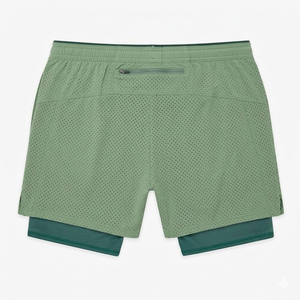 2-in-1 Quick Dry Mesh Running Shorts for Men with Phone Pocket Zipper Back Double <b>Layer</b> Athletic Gym Training Shorts - Product Image 2