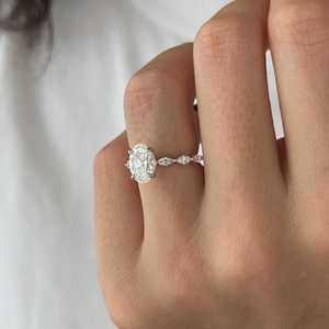 1.5 Carat Oval E VVS2 Diamond Marquise Band Engagement <b>Ring</b> , <b>Dainty</b> Oval Diamond Engagement <b>Ring</b> , IGI Certified - Product Image 3