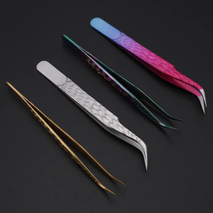 Pince à épiler antistatique en acier inoxydable pour extensions de cils, design incurvé et droit de précision industrielle, longueur 10 mm, pointe lisse pour - Product Image 2