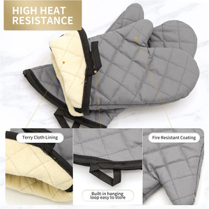 Reinforced Stitched <b>Padded</b> Oven Mitts in High Quality Top Selling <b>Heat</b> Protection Wear <b>Hand</b> Mittens For Kitchen Baking & Cooking - Product Image 2