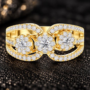 Anillo de Diamantes Cultivados en Laboratorio con Corte Redondo, Oro Sólido de 14K/18K, Diseño Floral, 0.75 CT, DEF VVS, Joyería Fina, Anillo de Compromiso, Venta al Por Mayor - Product Image 1