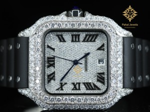 นาฬิกา Pahal Jewels Luxury Square Diamond ตัวเรือนสแตนเลส สายยาง ระบบอัตโนมัติ หน้าปัดอนาล็อก ขนาด 40 มม. - Product Image 3