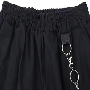 Street Fashion Women Baggy Denim Jeans Gothic <b>Chain</b> Details Denim Jeans Low <b>Waist</b> Breathable Solid Pattern Hot Sale Denim Jeans - Product Image 5