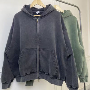 เสื้อฮู้ดดี้โอเวอร์ไซส์ OEM Streetwear แบบสั่งทำพิเศษสำหรับผู้ชาย ผ้าคอตตอนหวี 100% หนัก 500 กรัม ลายพรางแบบดิสเทรส ซิปหน้า ใส่ได้ทั้งผู้ชายและผู้หญิง - Product Image 3