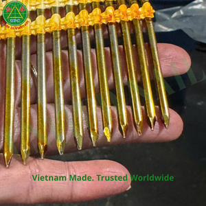 4000 piezas de clavos galvanizados amarillos de 3'' x 0.120 con vástago de tornillo y cabeza a cuadros para carpintería |   Clavos en tiras de plástico - Product Image 1