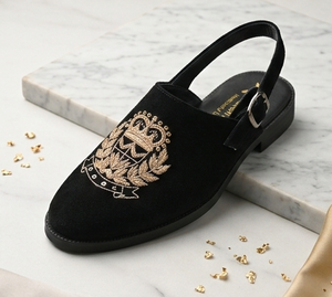 Mocasines de Terciopelo Negro para Hombre Asken Atelier Premium, Zapatos Casuales de Vestir con Bordado, Cómodos y Acolchados, de Cuero Genuino - Product Image 1