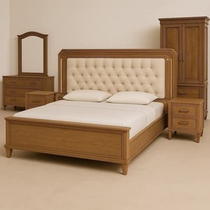 Mesita de noche moderna Almirah de madera de mango, cama grande de madera para dormitorio principal - Product Image 2
