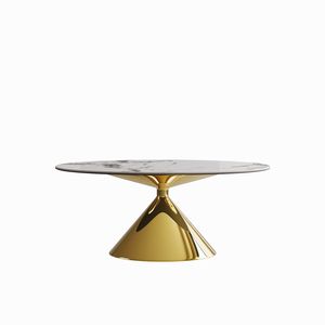 Set Tavolo da Pranzo Moderno di Lusso in Marmo da 180 cm, Elegante Tavolo da Cucina Ovale Contemporaneo per 4-6 Persone con Base in Acciaio Inox Dorato - Product Image 4