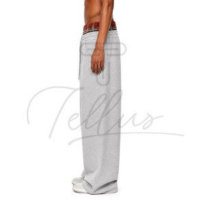 Pantalon de jogging formel pour homme avec logo personnalisé, en molleton de coton léger, coupe évasée, jambe large, ample, séchage rapide, respirant - Product Image 3