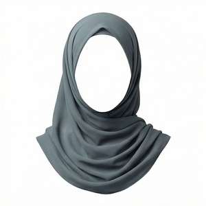 Hiyab de poliéster de color sólido para mujer, tela de chifón transpirable, para uso diario, pañuelo étnico de Oriente Medio. - Product Image 1