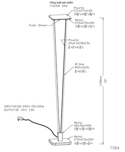 Modern 34W LED floor lamp Push <b>dimmer</b> control floor lamp Color temperature adjustable floor lamp - Product Image 2