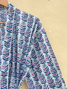 Bata Kimono de Algodón 100% Tejido con Estampado de Dibujos Animados para Mujer, Camisón de Verano Hecho a Mano, Cuello en V, Cintura Elástica, Largo Completo, Suave - Product Image 5