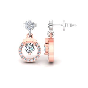 Classic Design Round Cut Lab Grown Diamond 14K Solid <b>Gold</b> <b>Dangle</b> <b>Earrings</b> for Gift Party & Anniversary Everyday Wear - Product Image 2