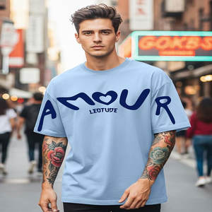 เสื้อยืดโอเวอร์ไซส์ผ้าวินเทจฟอกสี คุณภาพสูง สีพื้น รับสกรีนโลโก้ สวมใส่สบาย สำหรับคู่รัก 男女兼用 - Product Image 1