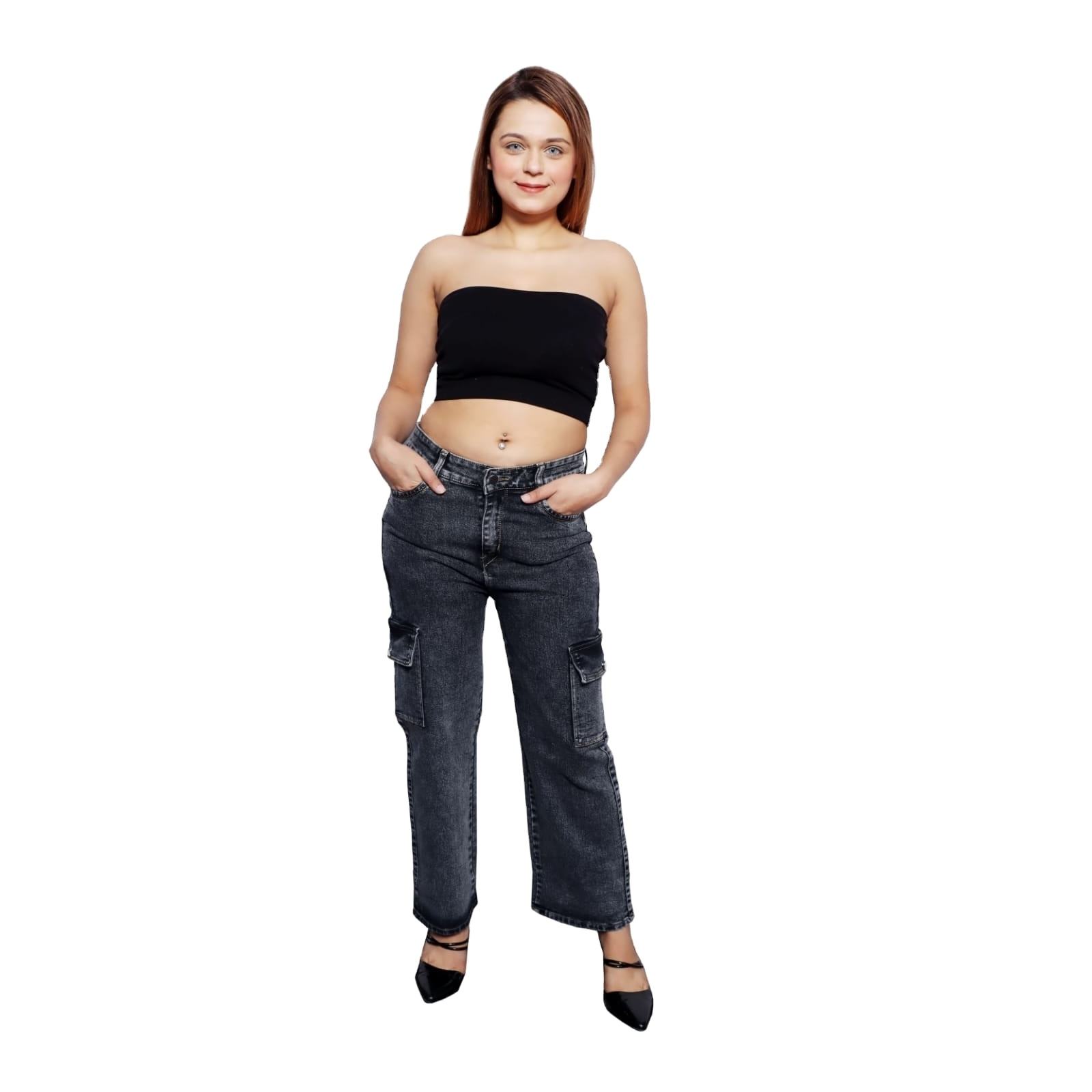 Modern Hutt Awesome Look Denim Cargo Pocket Jeans for Women/Girls