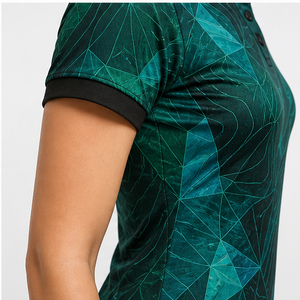 Polo Personalizado para Mujer, Color Verde Esmeralda, Diseño Abstracto de Polígono, Secado Rápido, Transpirable, Manga Corta, Uniforme de Golf, WPS-0843 - Product Image 6