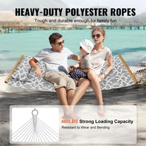 Hamaca Doble Acolchada de 12 Pies con Barras Separadoras de Madera Dura, Hamaca de Tela para 2 Personas con Almohada Desmontable de Double Quilted - Product Image 3