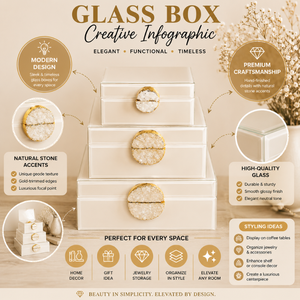 Luxury Beige Decorative Box Set with Crystal Stone <b>Knob</b> Elegant Storage Organizer for Modern Home Decor and Tabletop Styling - Product Image 5