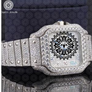 Reloj de Lujo Charm Jewels de Acero Inoxidable con Diamantes Incrustados, Esfera Cuadrada, Movimiento Mecánico Analógico, Fecha Automática, 10 Bar, para Hombre - Product Image 3