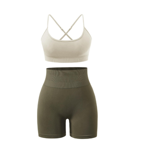 Ensemble de vêtements de sport pour femmes, soutien-gorge et short, de haute qualité, nouveau design, léger, respirant, imperméable, séchage rapide - Product Image 5