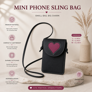 Cute Heart Crossbody Fashion Bag for Women | PU Leather Durable Lightweight Mini Phone <b>Pouch</b> | Stylish Shoulder Sling Purse - Product Image 5