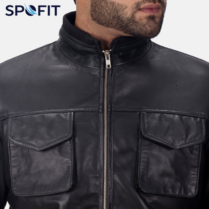 Chaquetas Casuales de Invierno de Cuero Genuino Premium para Hombre, Cuello Alto, Impermeables, con Cierre, Teñidas, Lavadas, Delanteras Suaves, Cómodas y Duraderas - Product Image 6