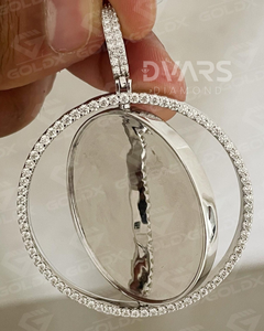 Colgante de Plata de Ley 925 con Dijes Personalizables de Moissanita y Foto, Chapado en Oro de 18K, Lujo - Product Image 3
