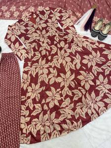 Ensemble ethnique Anarkali Salwar Kameez pour femmes, imprimé numérique floral, longue kurta avec dupatta pour fête et mariage - Product Image 4