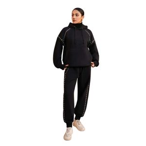 Sweat à capuche zippé oversize en molleton épais pour femme, style streetwear personnalisé, avec œillets métalliques, grande taille, effet délavé, modèle ELLE - Product Image 5