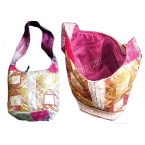 Sacs à bandoulière en toile brodés à la main avec bordure en soie, style bohème, pour femmes, élégants, ethniques, avec garniture en soie - Product Image 3