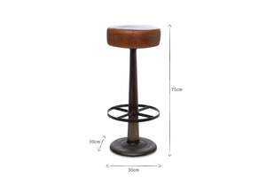 Tabouret Rond en Cuir Narwana 2026, Meilleure Vente, Fait Main, Cadre en Fer Vieilli, Durable pour la Maison, les Bars et les Salons - Product Image 4