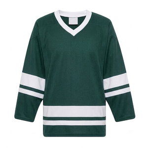 Camiseta de hockey sobre hielo verde oscuro del fabricante, uniforme deportivo profesional para hombre de tela de malla transpirable, número y nombre del equipo personalizados - Product Image 1