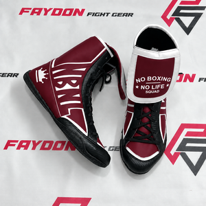รองเท้าชกมวยแบบสปาร์ริงรุ่นล่าสุด โลโก้ส่วนตัว No Boxing No Life สีเทาและสีดำ รองเท้าฝึกซ้อมคิกบ็อกซิ่ง รองเท้ามวยไทย - Product Image 3