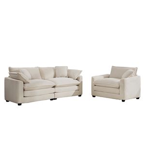 Modern Two-Piece Living Room <b>Sofa</b> <b>Set</b> Single and 2-Seater for <b>Small</b> Spaces Light and Stylish - Product Image 4
