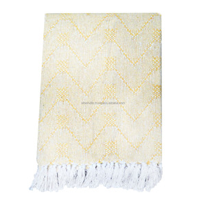 ผ้าห่มผ้าฝ้ายทอสไตล์โบฮีเมียนดีไซน์ทันสมัยพิมพ์ลายเฮอร์ริงโบนแบบ100% อบอุ่นมีหลายสี - Product Image 1