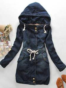 Veste en jean polyvalente avec détail boutonné en fausse fourrure, style vintage, résistante au lavage, élégante et confortable pour l'automne/hiver - Product Image 5