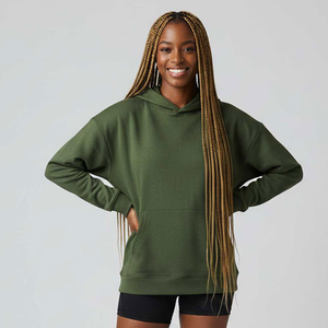 Sudaderas con capucha de hombros caídos para mujer, de moda, con cremallera, estilo urbano, extragrandes, grises, de tejido grueso, con estampado personalizado, superventas - Product Image 1