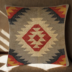 Handwoven Geometric Kilim Pillow Wool Jute Eco-Friendly Organic Non-Toxic Customizable Size Hotel Home Decorative Cushion - Product Image 4